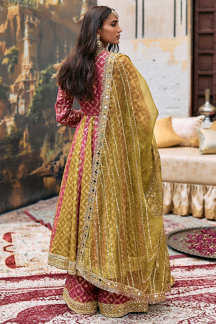 Multi-Colored Brocade Embroidered Bridal Anarkali Set by ITRH at Pernia's Pop Up Shop
