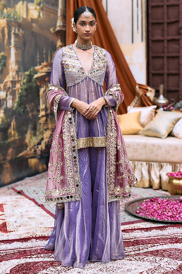 Lilac Tissue Bridal Sharara Set by ITRH at Pernia's Pop Up Shop