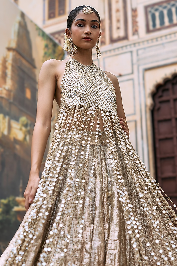 Silver Net Lampi Bridal Lehenga Set by ITRH at Pernia's Pop Up Shop