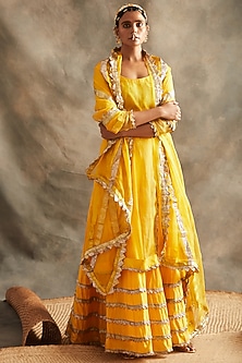 Yellow Embroidered Sharara Set by ITRH-SHOP BY STYLE