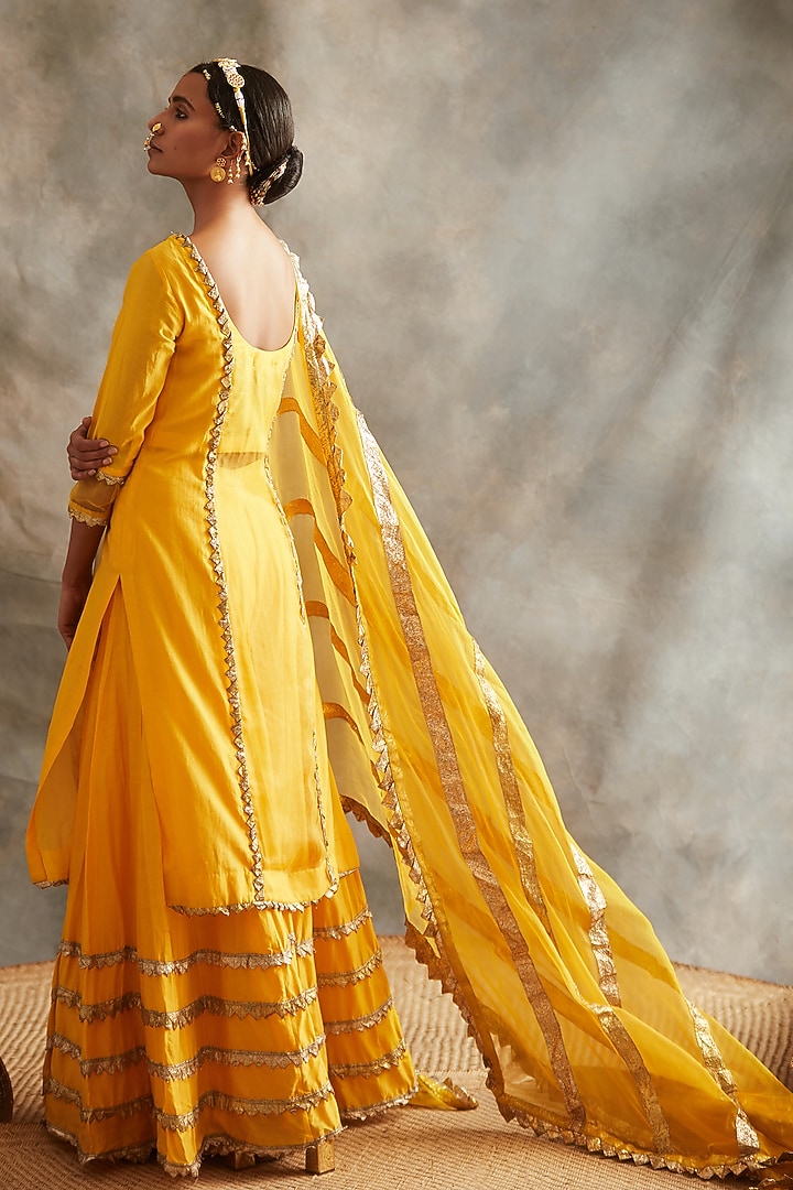 Yellow Embroidered Wedding Sharara Set by ITRH at Pernia's Pop Up Shop