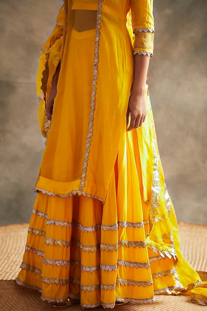 Yellow Embroidered Wedding Sharara Set by ITRH at Pernia's Pop Up Shop
