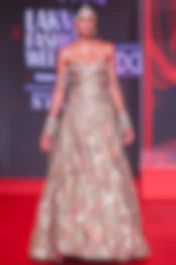 Multi-Colored Brocade & Velvet Embellished Skirt Set by ITRH at Pernia's Pop Up Shop