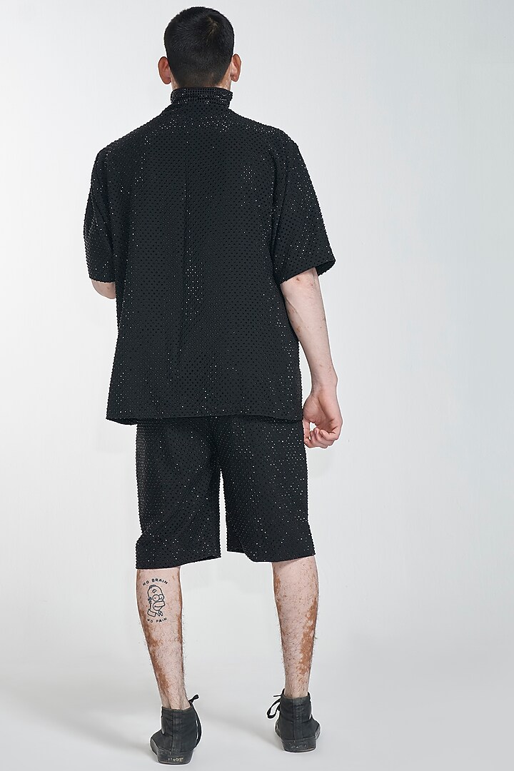 Black Embroidered Co-Ord Set by ITRH Men at Pernia's Pop Up Shop