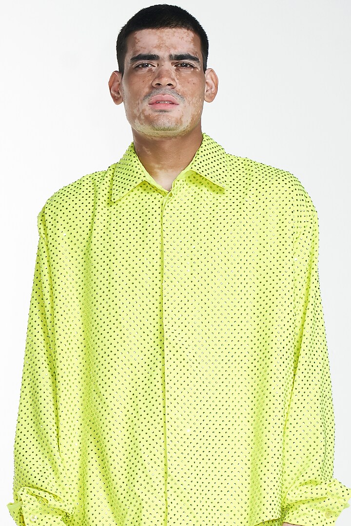 Neon Green Embroidered Co-Ord Set by ITRH Men at Pernia's Pop Up Shop
