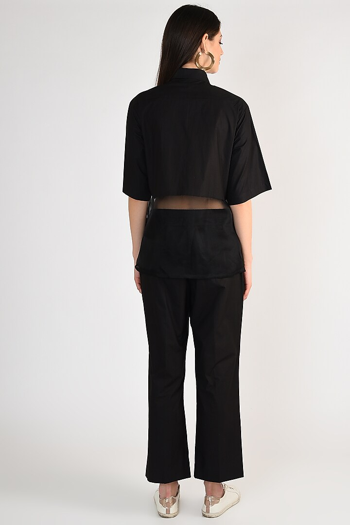 Black Sheer Silk Organza Pant Set by ITUVANA at Pernia's Pop Up Shop