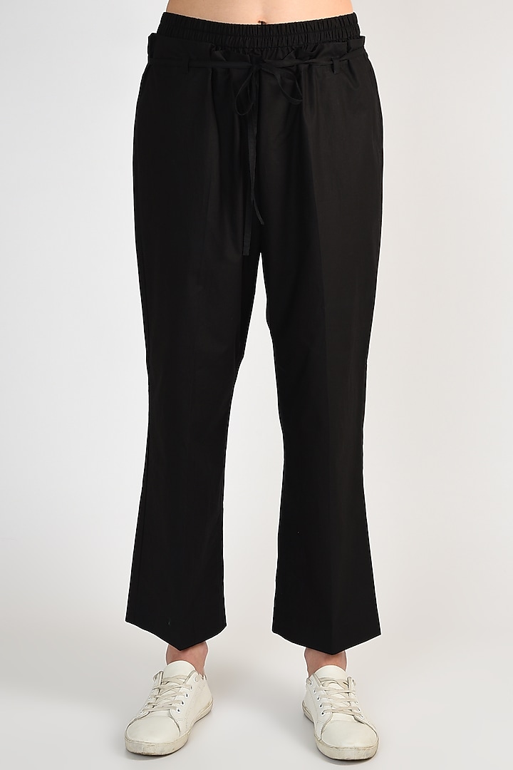 Black Sheer Silk Organza Pant Set by ITUVANA at Pernia's Pop Up Shop