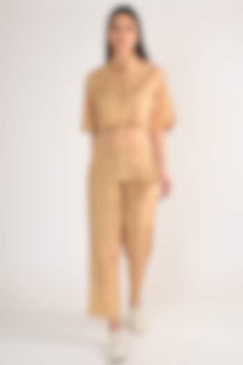 Nude Sheer Silk Organza Pant Set by ITUVANA