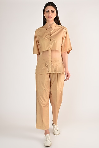 Nude Sheer Silk Organza Pant Set by ITUVANA