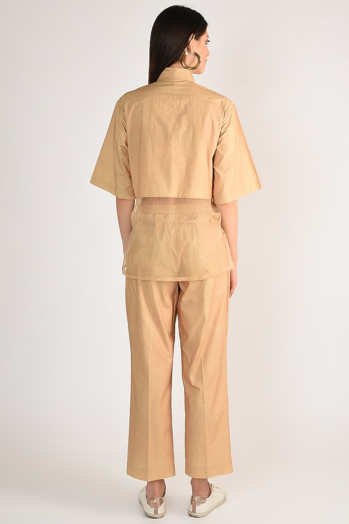 Nude Sheer Silk Organza Pant Set by ITUVANA at Pernia's Pop Up Shop