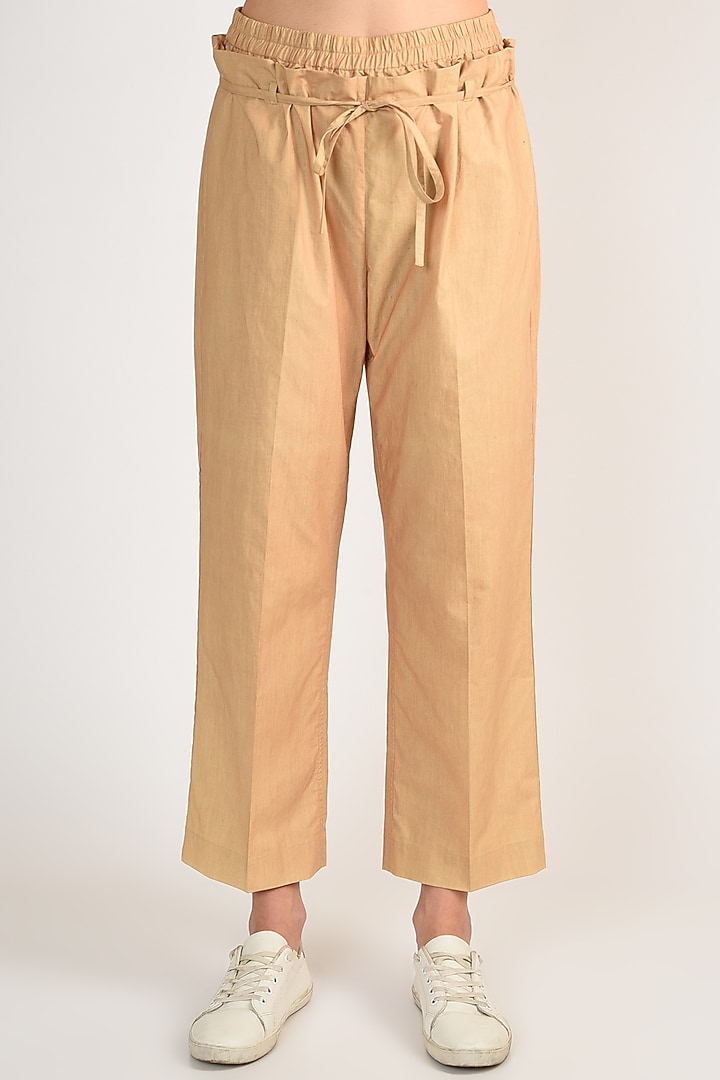 Nude Sheer Silk Organza Pant Set by ITUVANA at Pernia's Pop Up Shop