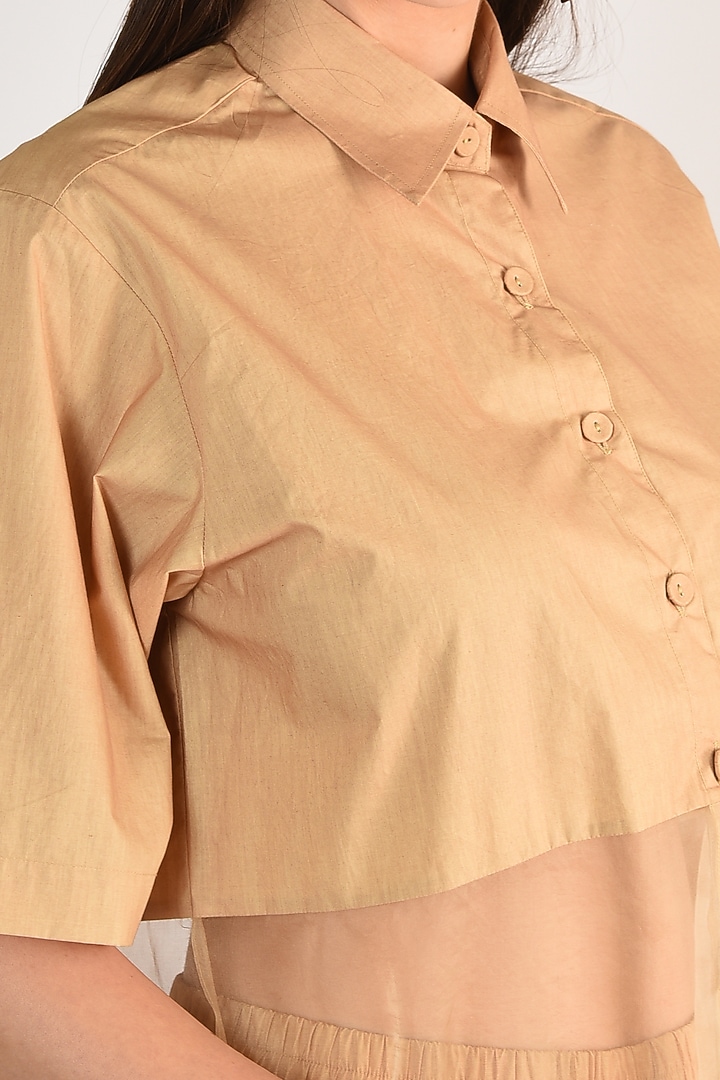Nude Sheer Silk Organza Pant Set by ITUVANA at Pernia's Pop Up Shop