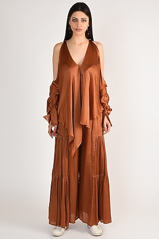 Clay Silk Flared Pant Set by ITUVANA
