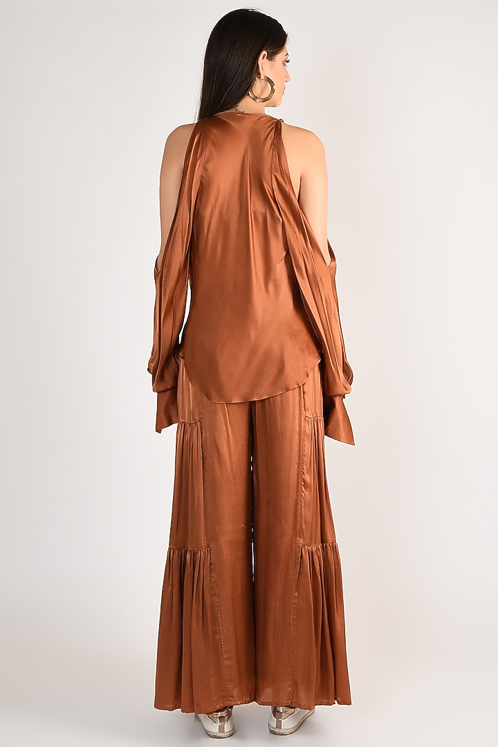 Clay Silk Flared Pant Set by ITUVANA at Pernia's Pop Up Shop