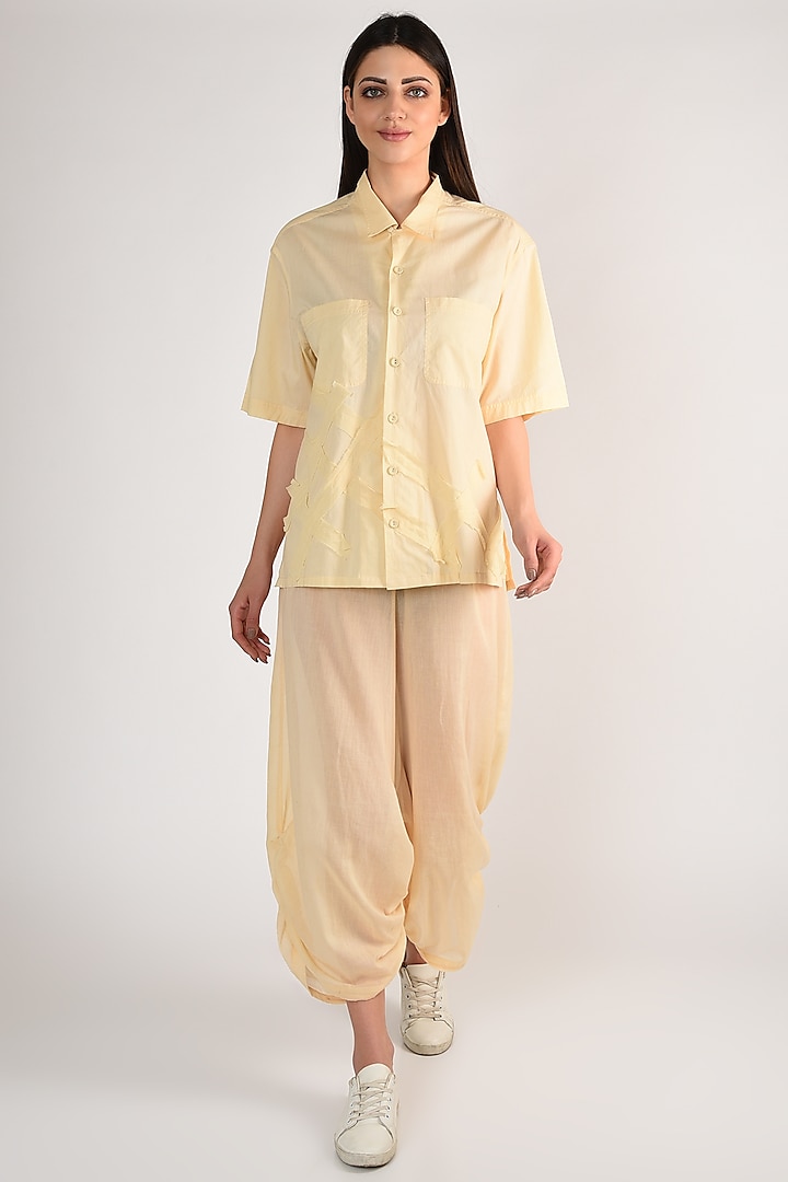 Nude Sheer Dhoti Pant Set by ITUVANA at Pernia's Pop Up Shop