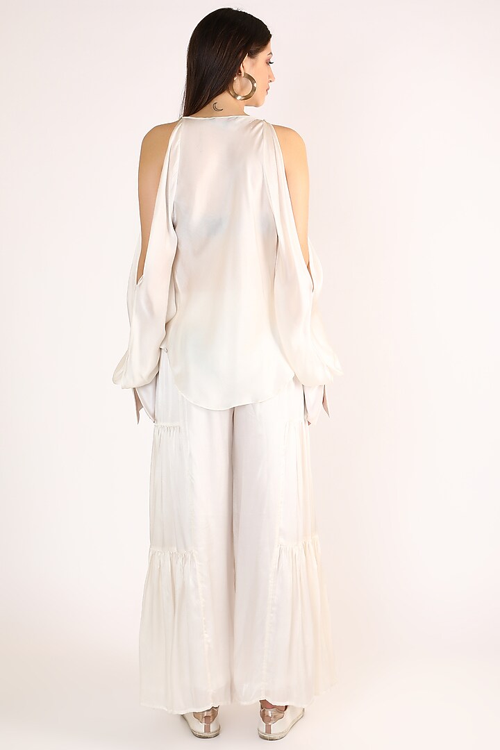 White Silk Pant Set by ITUVANA at Pernia's Pop Up Shop