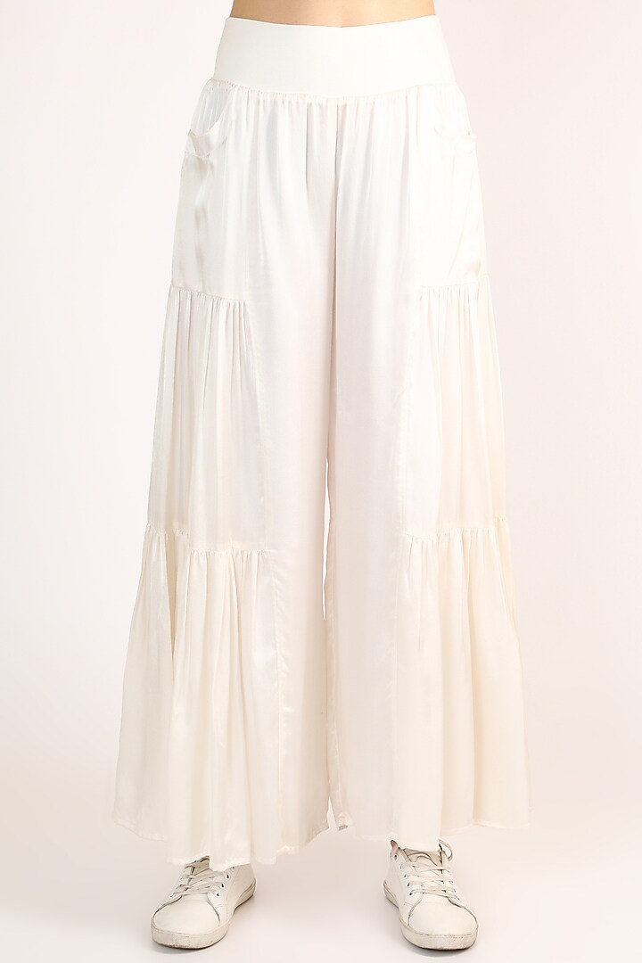 White Silk Pant Set by ITUVANA at Pernia's Pop Up Shop