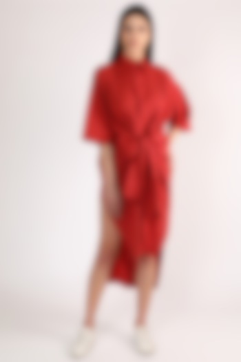 Plum Red Cotton Poplin Dress by ITUVANA