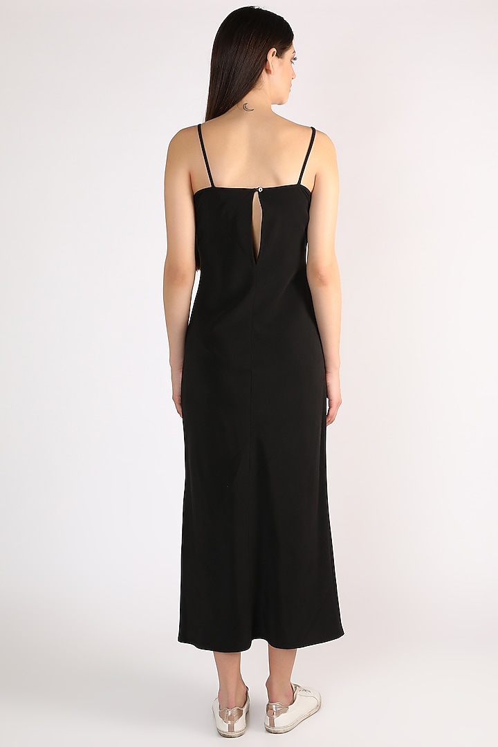 Black Silk Crepe Slip Dress by ITUVANA at Pernia's Pop Up Shop