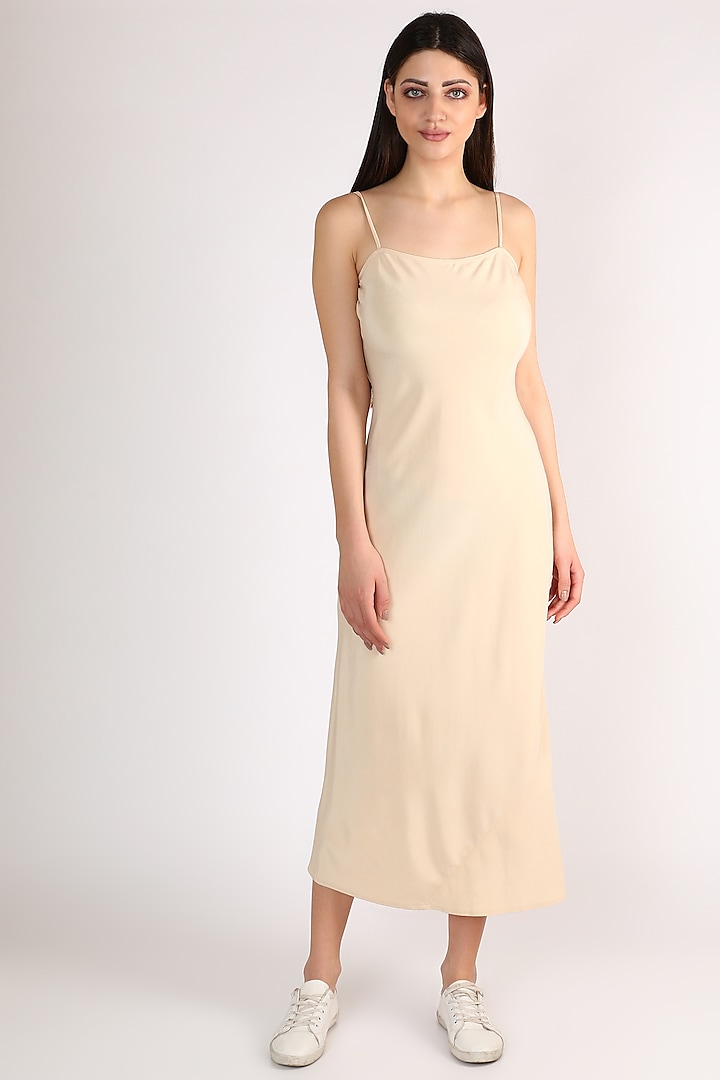Nude Slip Dress With Shell Buttons by ITUVANA