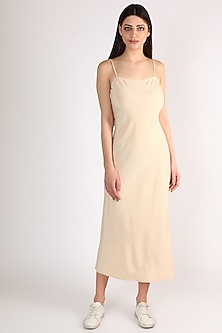 Nude Slip Dress With Shell Buttons Design by ITUVANA at Pernia's Pop Up