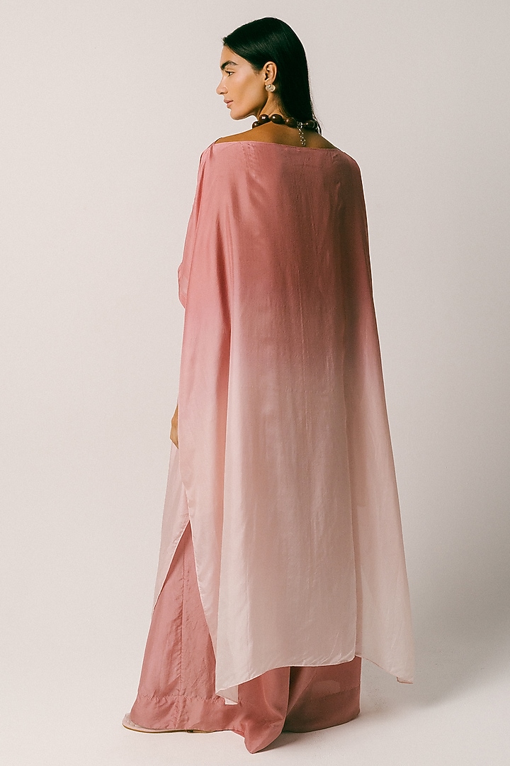 Rose Pink Ombre Habutai Silk Kaftan Set by ITUVANA at Pernia's Pop Up Shop