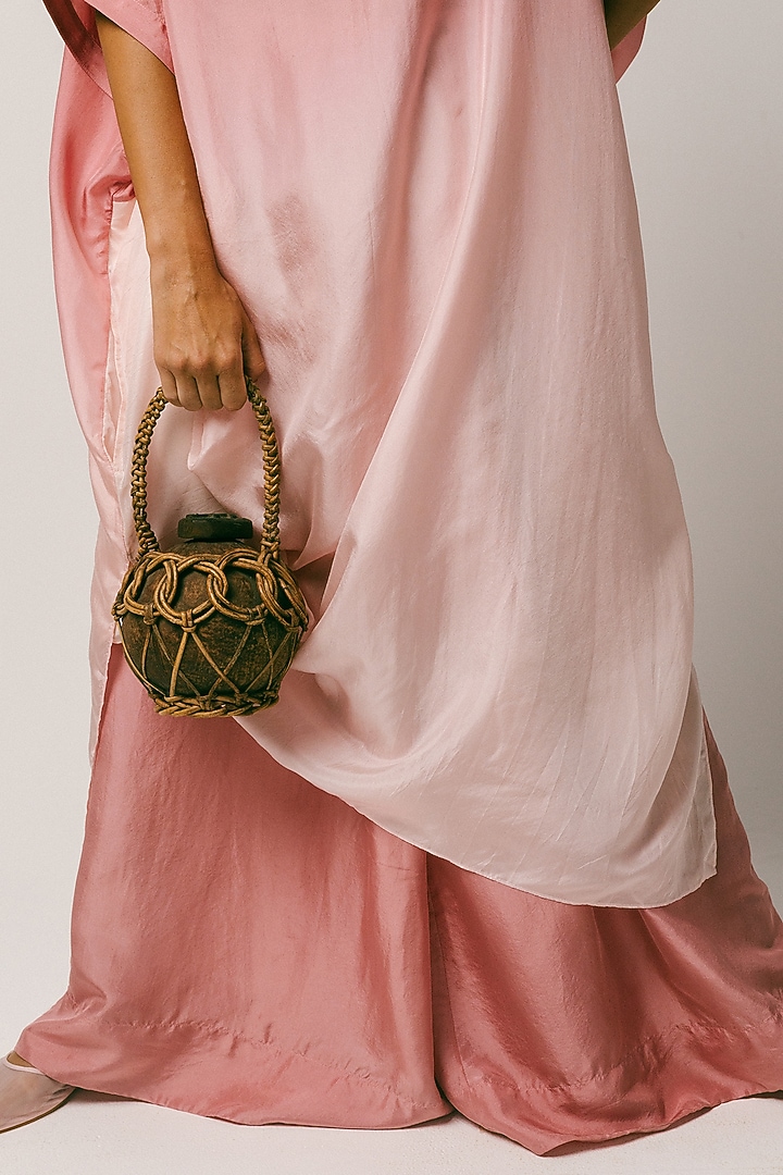 Rose Pink Ombre Habutai Silk Kaftan Set by ITUVANA at Pernia's Pop Up Shop