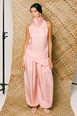 Pink Habutai Silk Tunic Set by ITUVANA