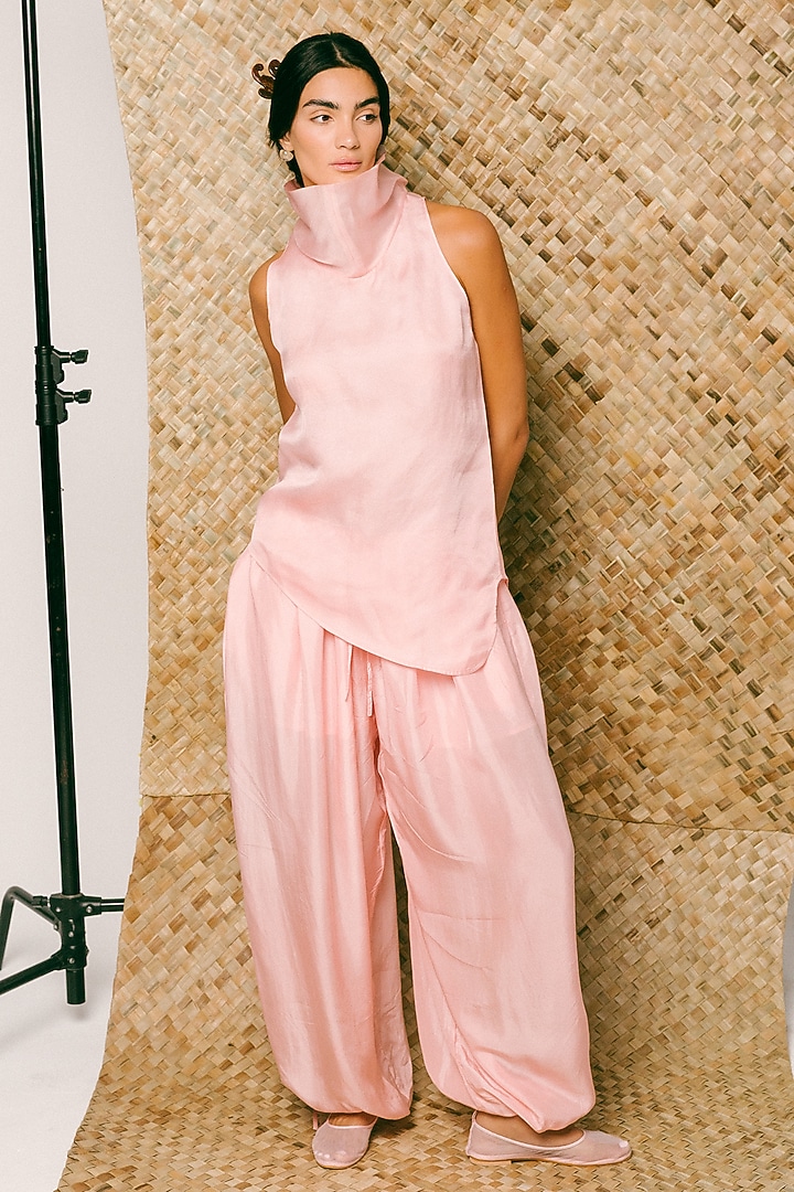 Pink Habutai Silk Tunic Set by ITUVANA at Pernia's Pop Up Shop