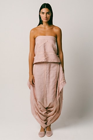 Dusty Pink Linen Pant Set by ITUVANA