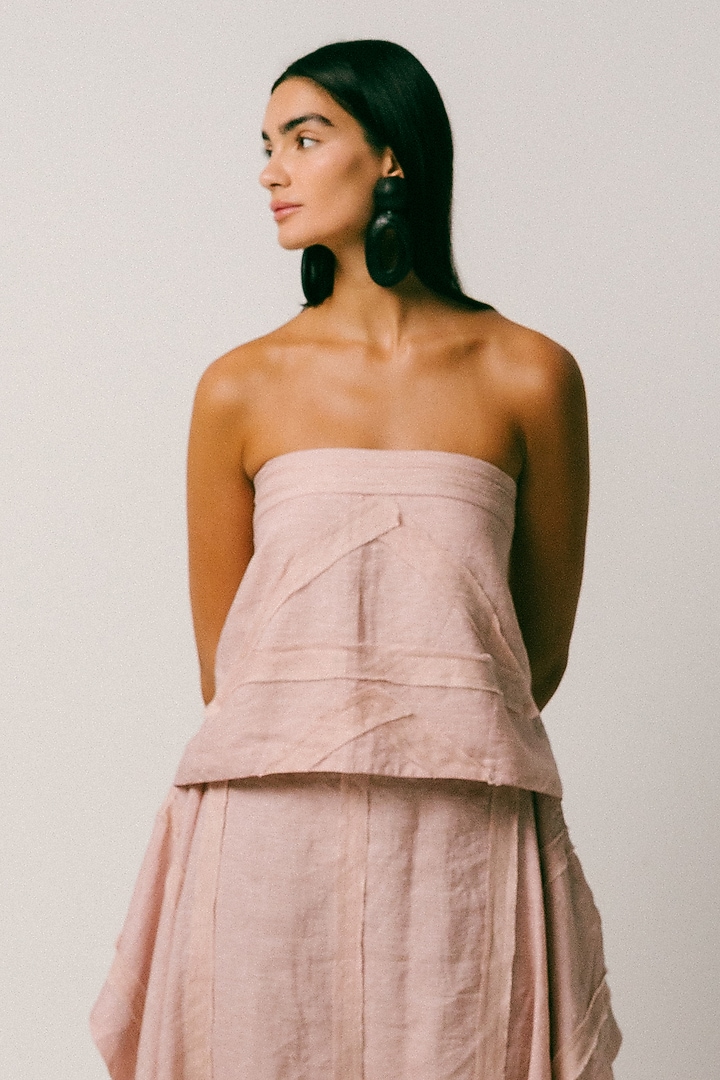 Dusty Pink Linen Pant Set by ITUVANA at Pernia's Pop Up Shop