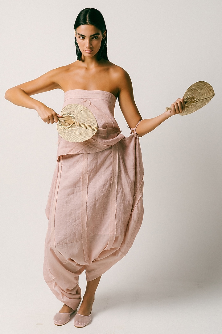 Dusty Pink Linen Pant Set by ITUVANA at Pernia's Pop Up Shop