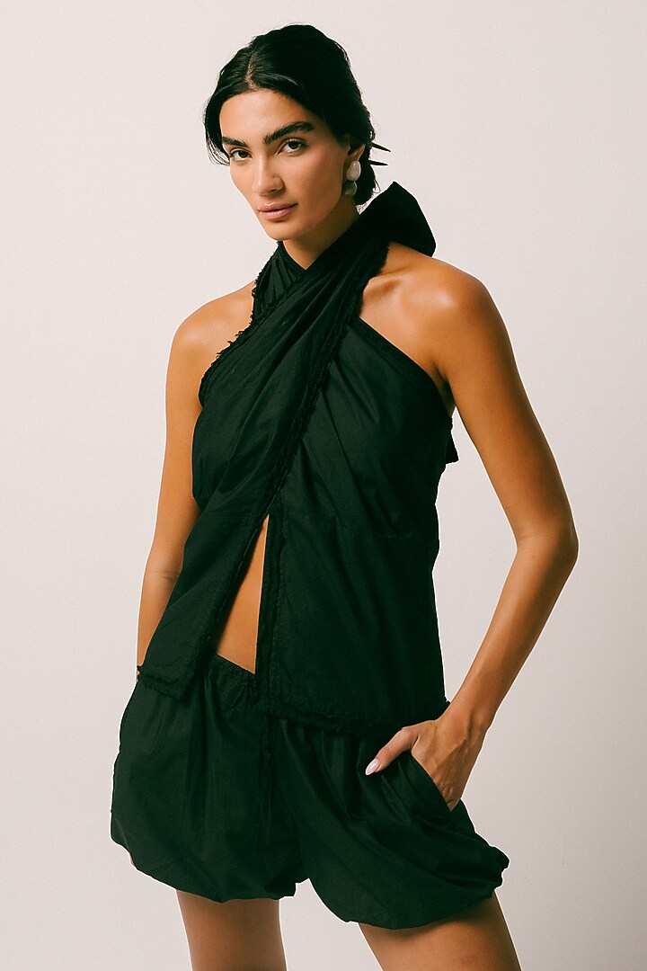 Black Cambric Cotton Co-Ord Set by ITUVANA at Pernia's Pop Up Shop