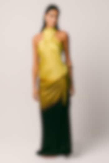 Yellow Ombre Georgette Silk Cocktail Dress by ITUVANA at Pernia's Pop Up Shop