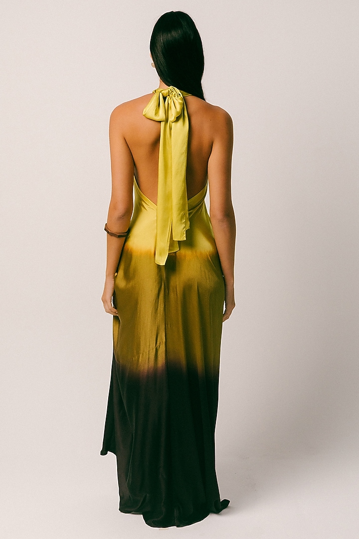Yellow Ombre Georgette Silk Cocktail Dress by ITUVANA at Pernia's Pop Up Shop