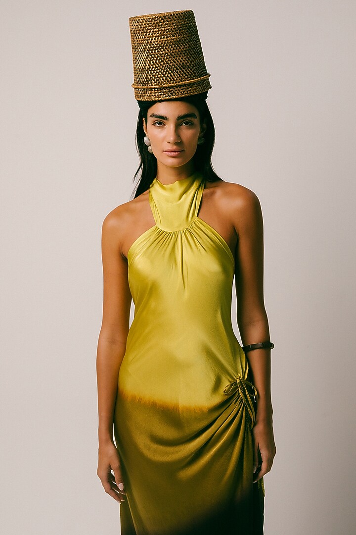 Yellow Ombre Georgette Silk Cocktail Dress by ITUVANA at Pernia's Pop Up Shop