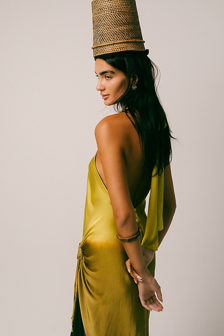 Yellow Ombre Georgette Silk Cocktail Dress by ITUVANA at Pernia's Pop Up Shop