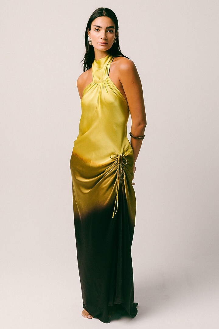 Yellow Ombre Georgette Silk Cocktail Dress by ITUVANA at Pernia's Pop Up Shop