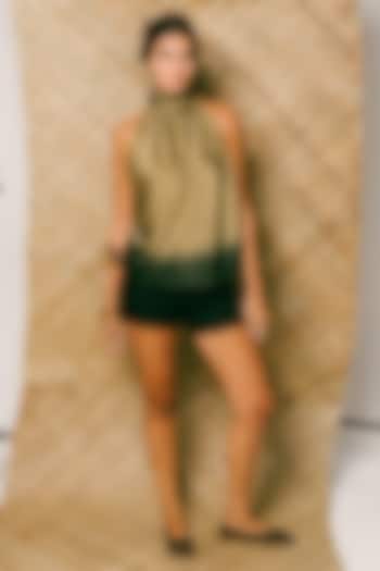 Moss Green Silk Co-Ord Set by ITUVANA at Pernia's Pop Up Shop