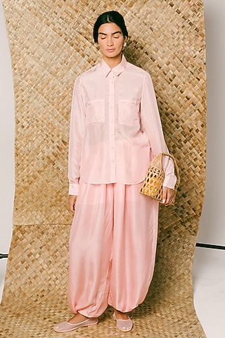 Pink Habutai Silk Co-Ord Set by ITUVANA