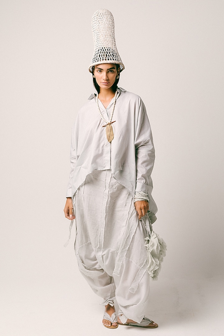 Mint Green Linen Dhoti Set by ITUVANA at Pernia's Pop Up Shop