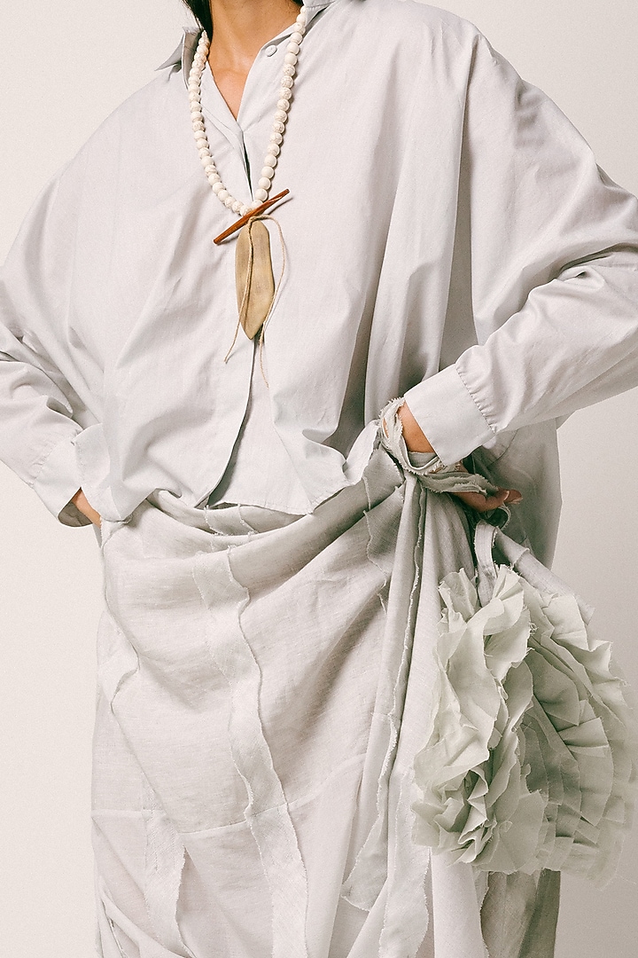 Mint Green Linen Dhoti Set by ITUVANA at Pernia's Pop Up Shop