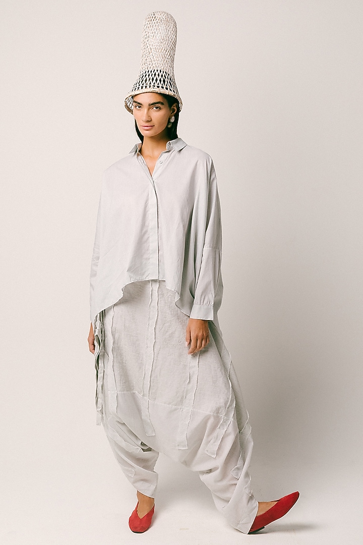 Mint Green Linen Dhoti Set by ITUVANA at Pernia's Pop Up Shop