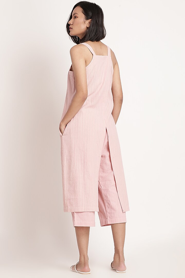 Blush Pink Handwoven Cotton Wrap Tunic Set by ITYA at Pernia's Pop Up Shop