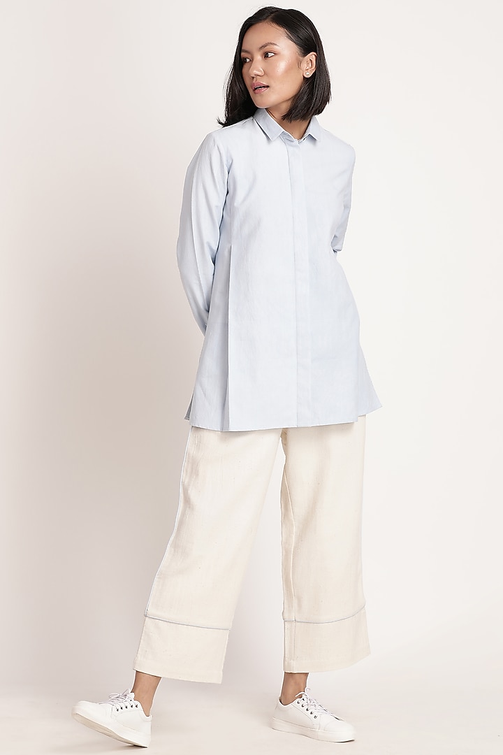 Beige Handwoven Cotton Straight Pants by ITYA