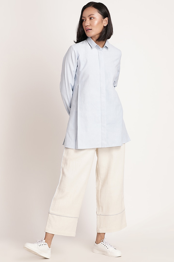 Beige Handwoven Cotton Straight Pant Set by ITYA