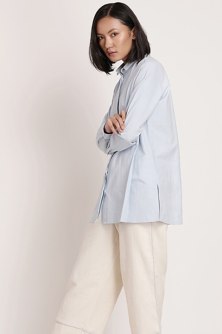 Beige Handwoven Cotton Straight Pant Set by ITYA at Pernia's Pop Up Shop