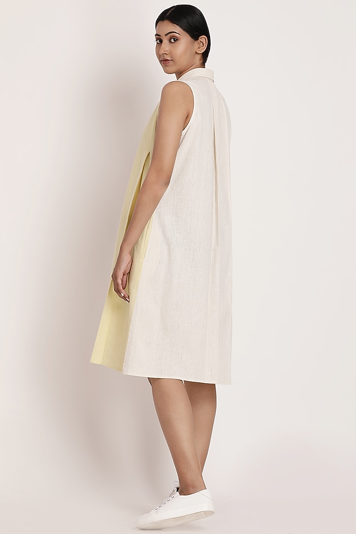 Ivory & Cream Yellow Color Blocked Slip Summer Dress by ITYA at Pernia's Pop Up Shop