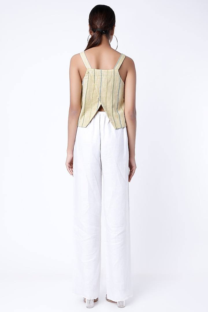 Olive Green & Yellow Reversible Crop Top by ITYA at Pernia's Pop Up Shop