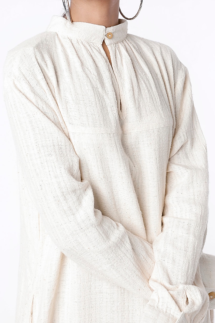 Cream Khadi Summer Dress by ITYA at Pernia's Pop Up Shop